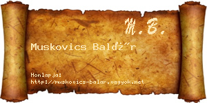 Muskovics Balár névjegykártya